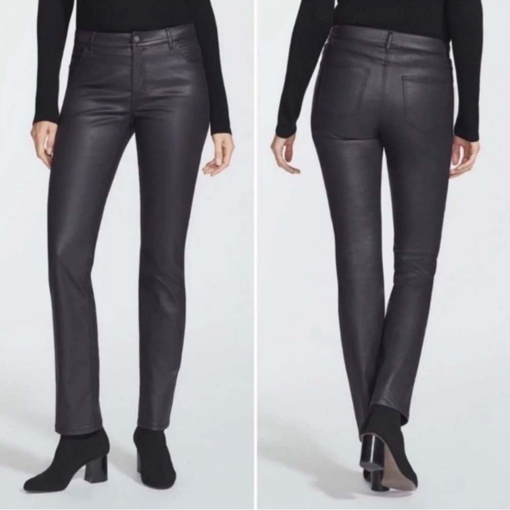 Lafayette 148 New York Thompson Coated Slim Leg Pants Charcoal Size 12